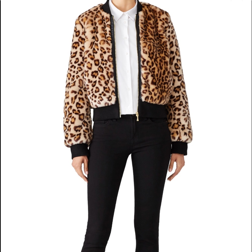 KATE SPADE leopard faux fur bomber - make an offer